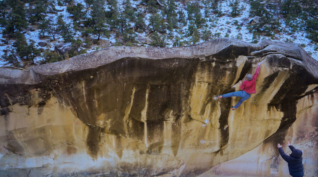 A Rock Climber, Bouldering in the Utah Mountains